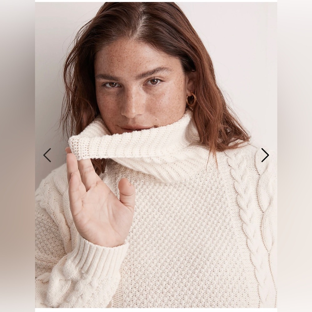 Madewell by J Crew Plus Textured Turtleneck Sweater. Ivory. 3x. NWT.